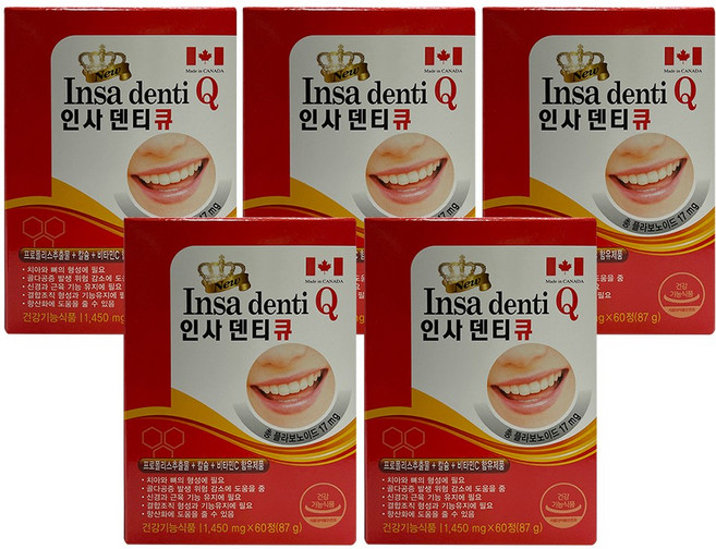 인사프리미엄 잇몸영양제 프로폴리스 치아건강 인사메디, 60정, 5개