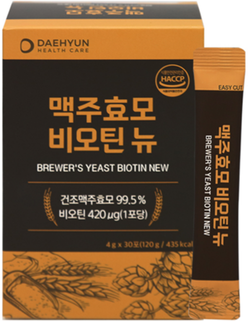 맥주효모 비오틴 뉴 4g X 30포 건조맥주효모 모발건강 두피유산균 피부 손톱, 120g, 1박스