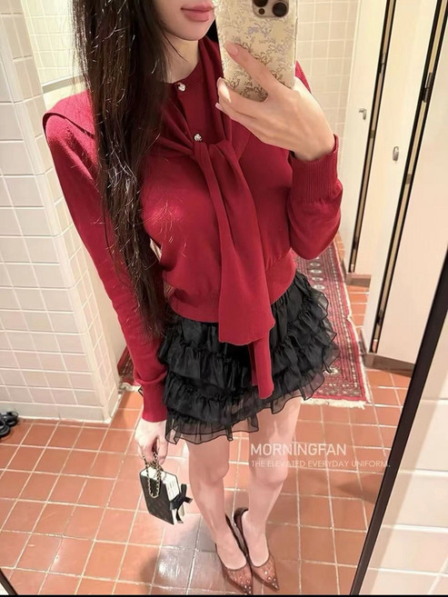 女士韓系甜心蝴蝶結蛋糕裙