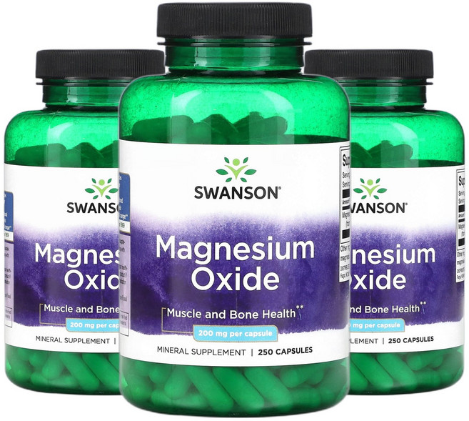 스완슨 산화 마그네슘 400mg 캡슐 250정(캡슐 1정당 200mg) 2+1, 250정, 3개