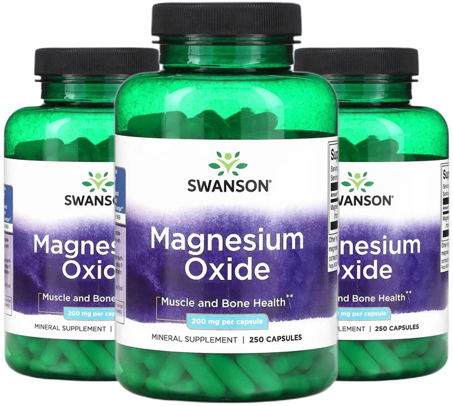 스완슨 산화 마그네슘 400mg 캡슐 250정(캡슐 1정당 200mg) 2+1, 250정, 3개 - 쿠팡