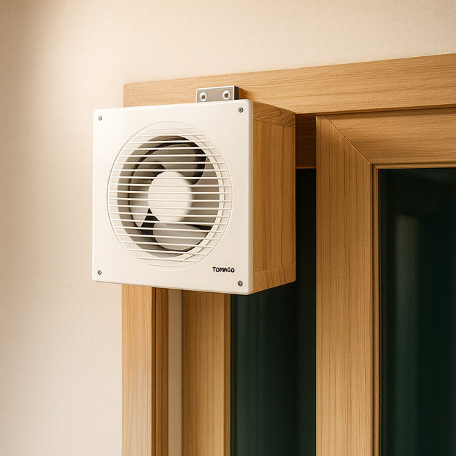 [토마고] 창문형환풍기 이동식 창틀 원목 캠핑용 초절전 저소음 창틀형 무타공 화장실 습기 주방 욕실 결로예방 연기 냄새 배출 환풍기, 고객직접설치, 창문형  중형