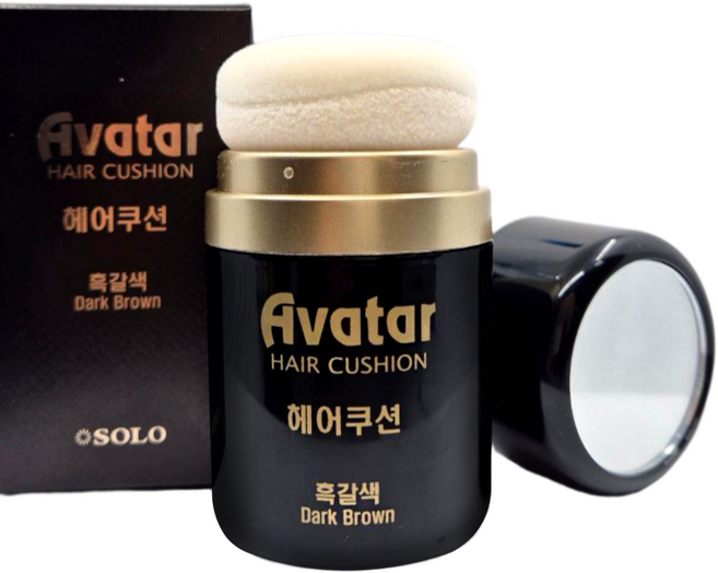 흰머리 새치 염색 새도우 흑채 헤어커버 쿠션, 갈색, 1개