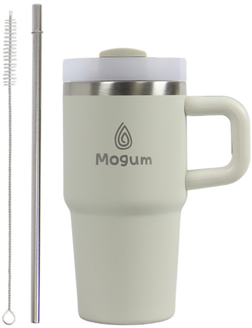 모굼 보온 보냉 대용량 손잡이 스텐 텀블러, 1개, 600ml, 샌드