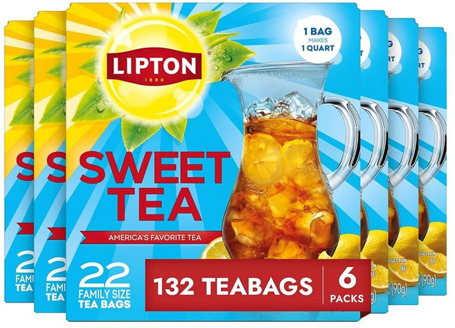 Lipton 패밀리 사이즈 블랙 아이스 티백 서던 스위트 티 22개입 (6팩), 22개