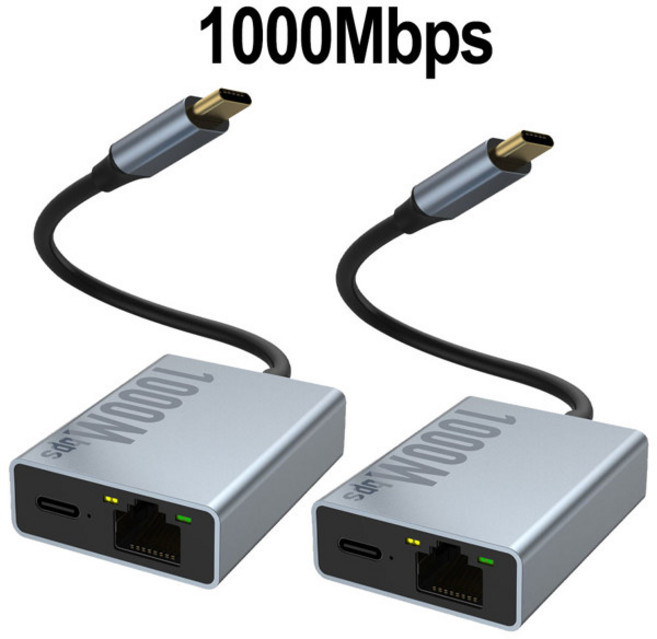 ELECTOP 크롬 캐스트 구글 TV용 이더넷 어댑터 USB C 이더넷 어댑터 C타입 to RJ45 네트워크 카드 태블릿 안드로이드 기기용, 02 1000Mbps 2pc, 1개