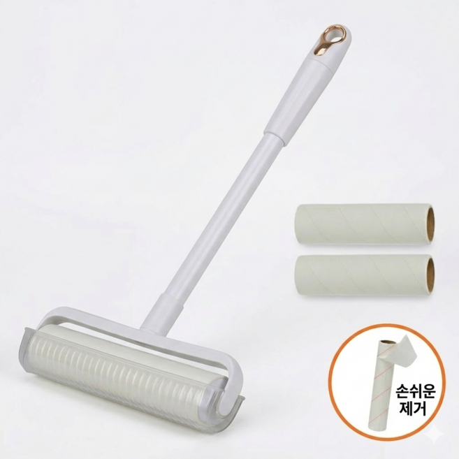 주브러쉬 롱핸들 사선컷팅 24cm 돌돌이 테이프크리너 본품1세트+리필2개(리필 총3개), 1개