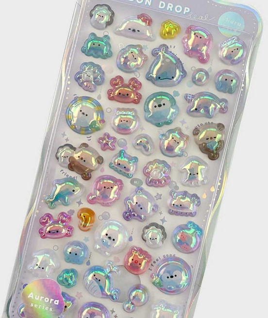 3D크리스탈 스티커 봉봉드롭 오로라 06바다친구들 1개