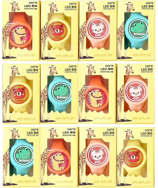 ACRO 어린이 LED 썸머 팔찌 한글패키지 12개, 1세트, 20g