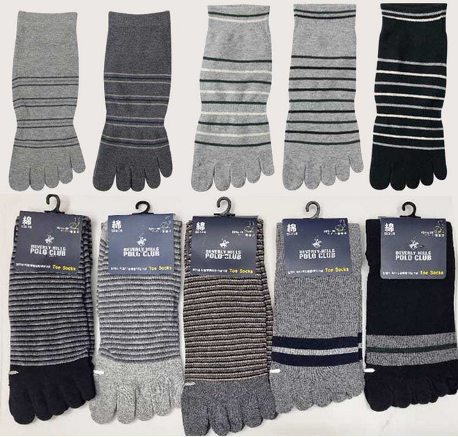 제이케이 국내생산 남성 순면 링글 발가락 양말 단목 10켤레