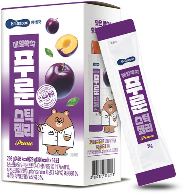 베베쿡 스틱젤리, 1개, 매일 쑥쑥 푸룬 스틱젤리, 14회분