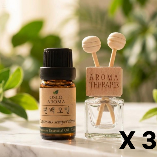 제스완 오슬로 편백오일 천연 피톤치드 원액 100% 편백나무 오일 +디퓨저, 3개, 10ml