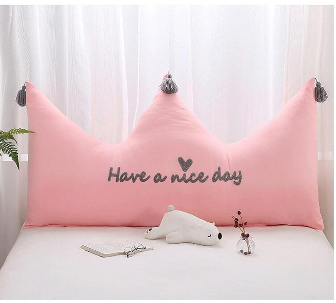 침대 헤드 머리 쿠션 왕관 쿠션 공주 공주님 등받이 쿠션, 스완 그린 (크리스탈 벨벳)