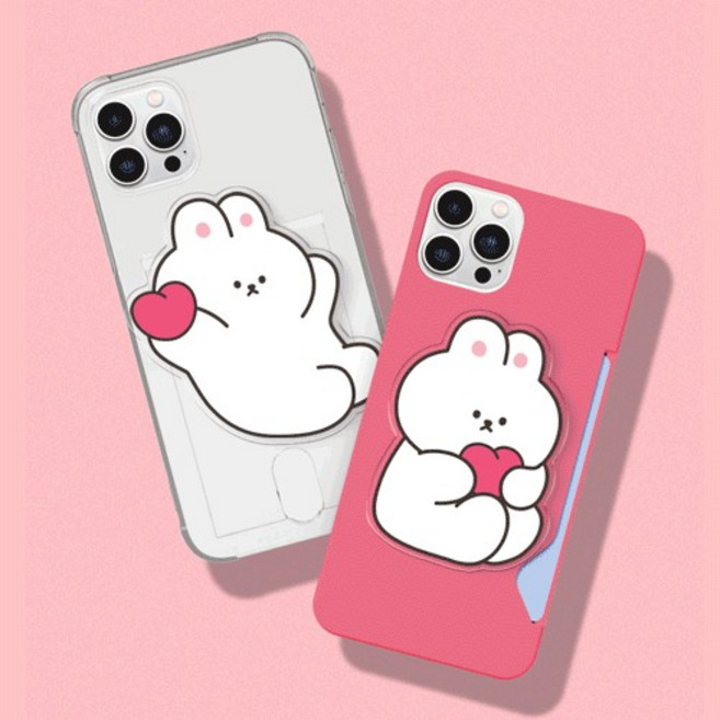 그립 톡홀더 하트바니 아크릴 스마트톡 스마트링 손잡이 거치대 try, 하트 바니_4, 1개