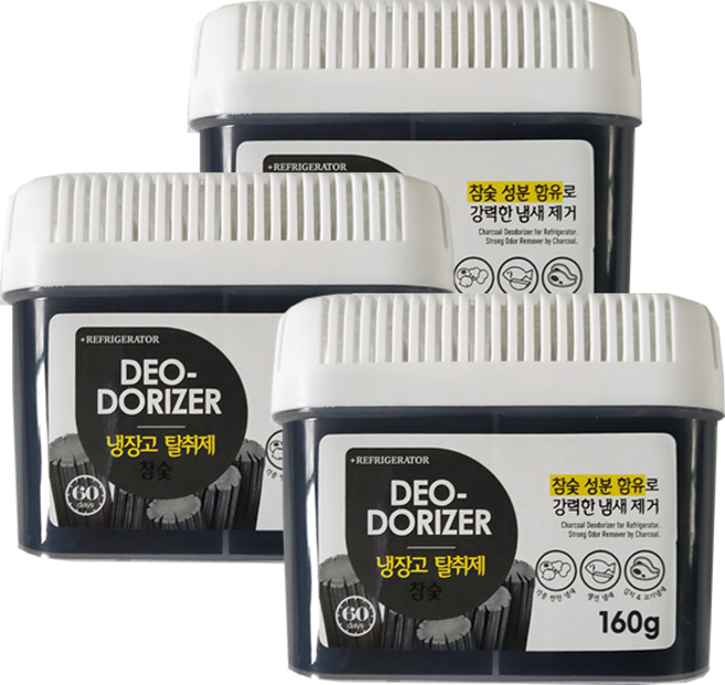 허브스토리 냉장고 탈취제 숯젤 160g 3개, 1세트