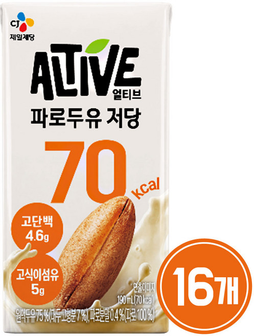얼티브 고단백 저당 파로두유, 16개, 190ml