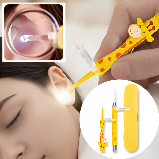 오데트 기린 귀이개 LED 발광 귀지 핀셋 세트, 1세트, 1개