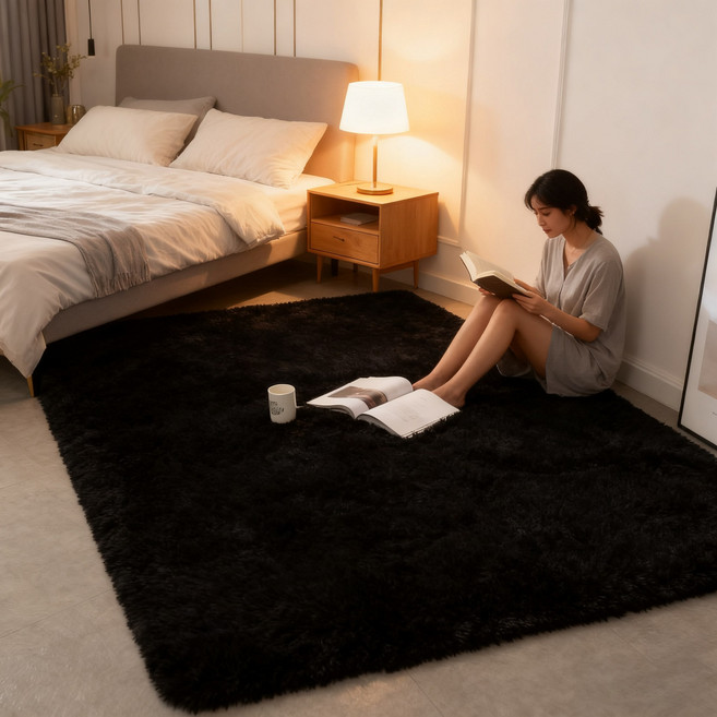Tixpra 러그 소프트 솜털 극세사 고급 침대옆 털러그 침실 거실 카페트