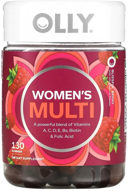 단백질 비타민 철분 마그내슘 칼슘 OLLY 우먼스 멀티 블리스풀 베리 구미젤리 130개 고루고루섭취해주세요, 1개 - 쿠팡