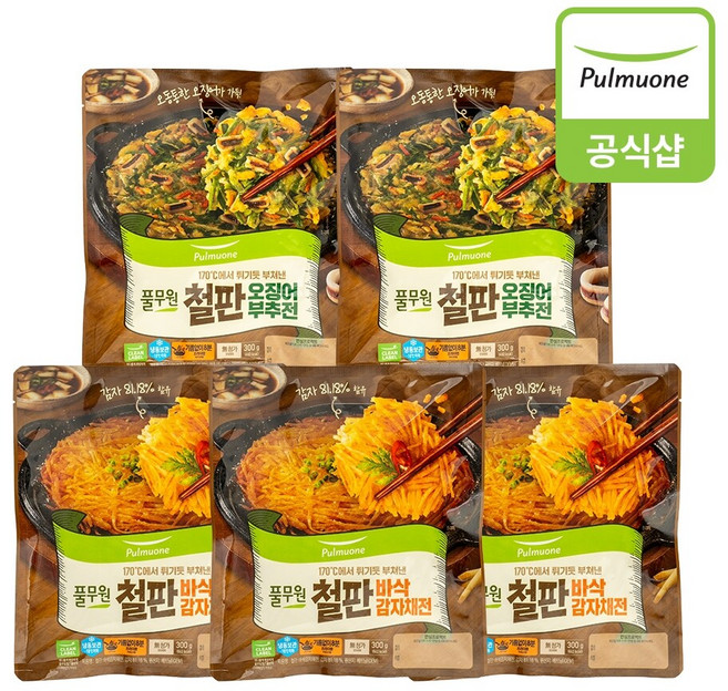 풀무원 철판 바삭 감자채전 3봉+ 오징어 부추전 2봉 (150gX2장 300g 총 10장), 5개