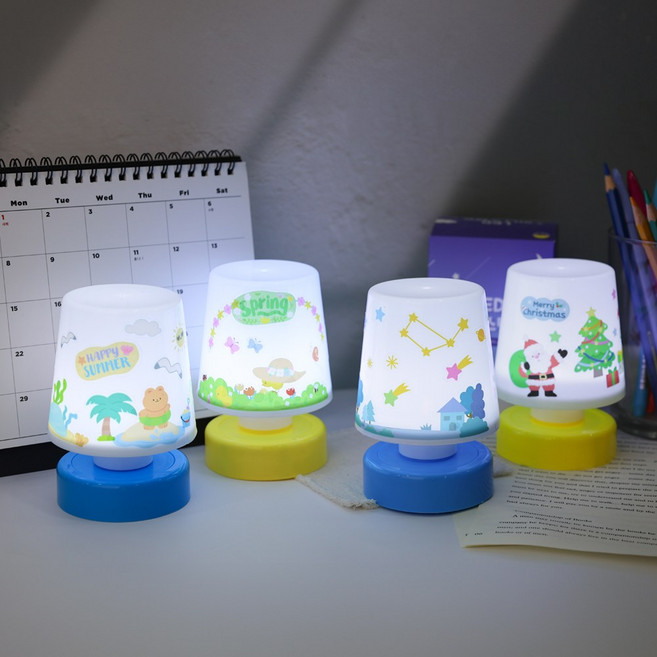 오늘놀이 나만의 LED 미니 스탠드 만들기 2종 택1 DIY 키트 꾸미기 스티커 추가 구매 무드등 선물 KC인증, 구매 안 함, 1개, 파랑