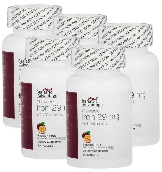 바리아트릭 어드밴티지 철분 29mg 패션프룻 츄어블 Bariatric Advantage Chewable Iron Passion Fruit, 5개, 90정 - 쿠팡