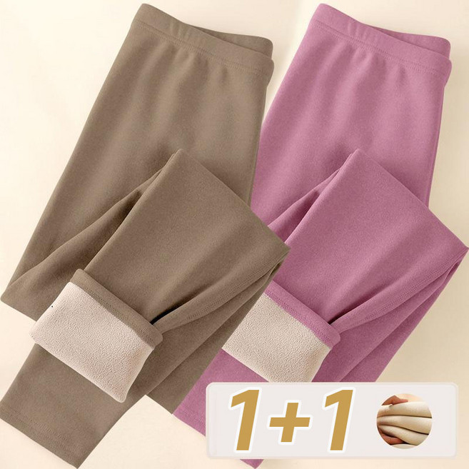 1+1 여성 보온 레깅스 내복 팬츠 무봉제 기모 타이츠 내의 하의 봄 가을 이너 보들보든 타이즈 긴바지 따뜻한데 융털 기모 홈웨어 보온 팬츠
