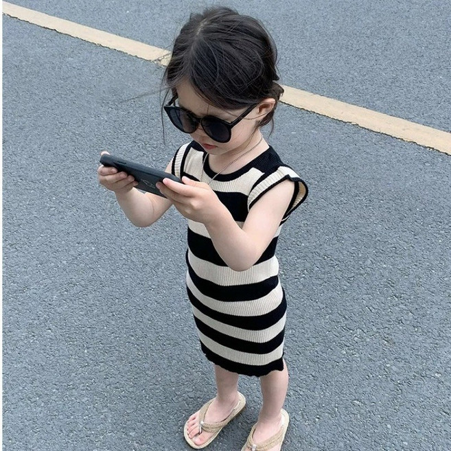 萱寶媽咪baby童裝館 韓版女童 無袖花邊夏季連身裙