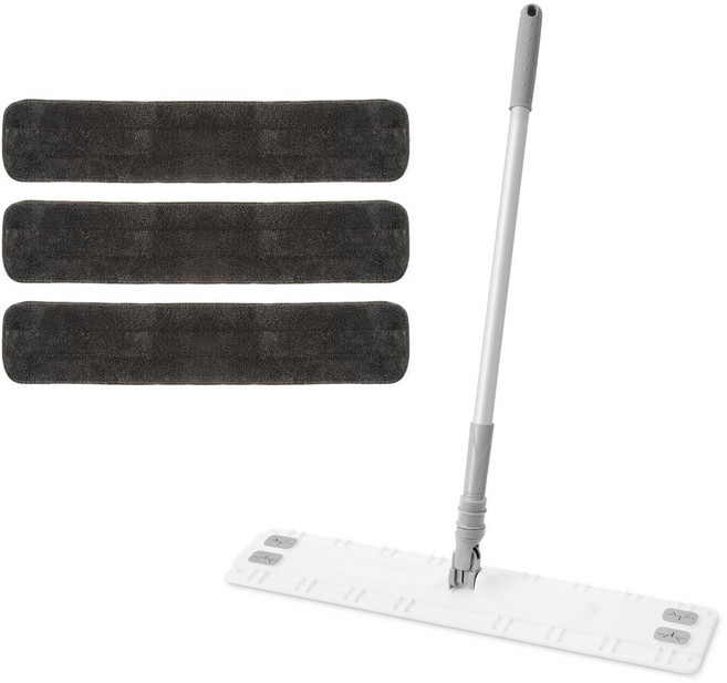 에이클린 대한민국 제조 청소밀대걸레+극세사회색루프(물걸레추천)패드3장, 대형(60cm), 그레이, 1개
