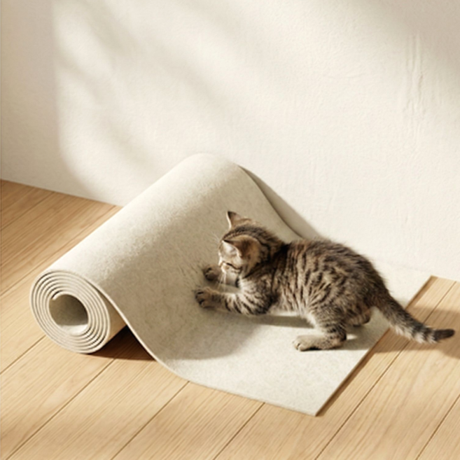 잘라쓰는 부착형 고양이 스크래쳐, 1개, 크림 아이보리