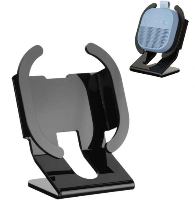 13472175 스피커 스탠드 거치대 받침대 마운트 스피커용 데스크탑 Bose SoundLink Micro 2 호환 투명 아크릴 홀더와 미끄럼 방지 베이스 덕분에 안전하게 디스, 블랙