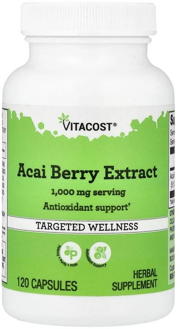 비타코스트 아사이 베리 추출물 500mg Vitacost Acai Berry Extract 500 mg 120정, 1개 - 쿠팡
