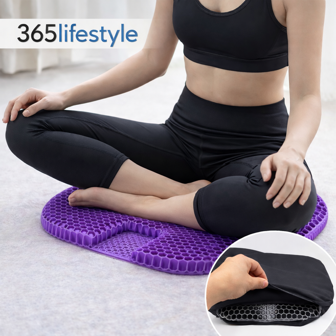 365lifestyle 벌집 쿨링 방석 여름 통풍 실리콘 쿠션 차량용 사무실 의자방석 메쉬커버 증정, 퍼플
