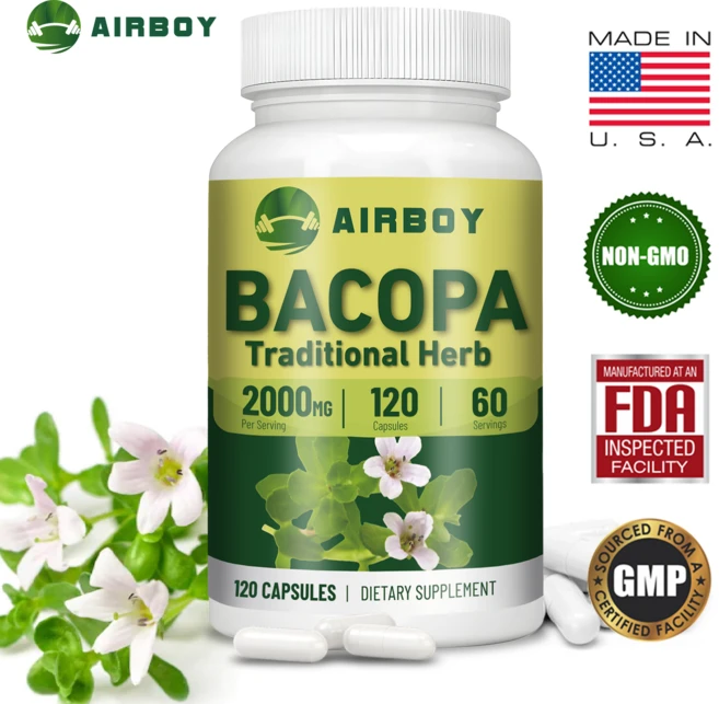 바코파 모니에리추출물 고함량 캡슐 두뇌 기능 지원 기억력 개선 집중력 향상 인지 기능 강화 아유르베다 허브, 1개, 60정 - 쿠팡