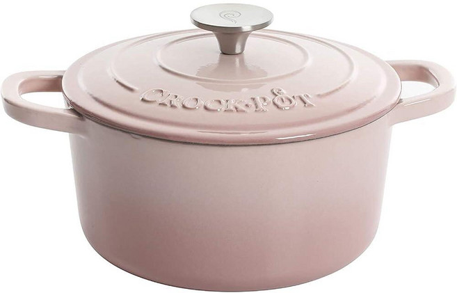 Crock Pot Artisan 원형 에나멜 주철 더치 오븐 5쿼트 선셋 오렌지 260917, 블러쉬 핑크