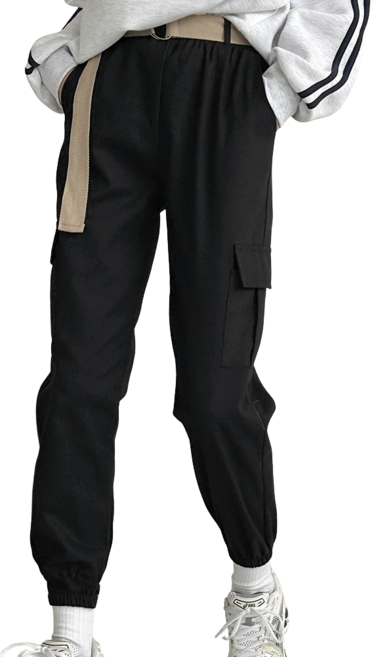 로로비 여성 코튼 카고 바지 허리 밴딩 조거 팬츠