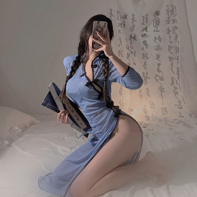 透視 側叉 制服 學生裝 旗袍 睡裙