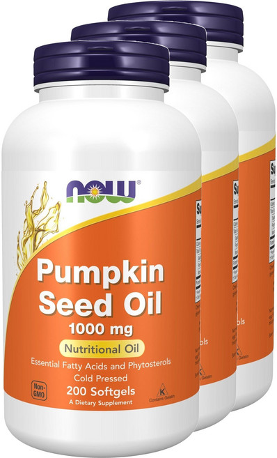 NOW Foods 南瓜籽油1000mg軟膠囊, 200顆, 3罐