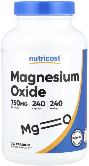 뉴트리코스트 산화 마그네슘 Magnesium Oxide 750mg 캡슐 240정 / 해외직구 미국정품, 1개