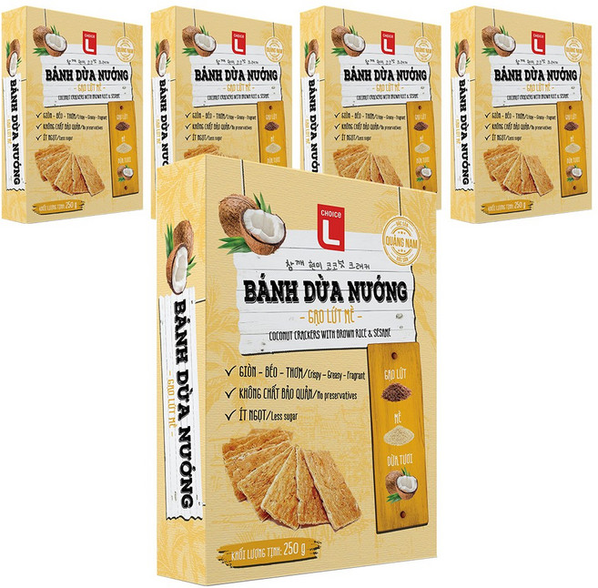 베트남 롯데마트 초이스엘 코코넛 현미 크래커 과자, 5개, 250g