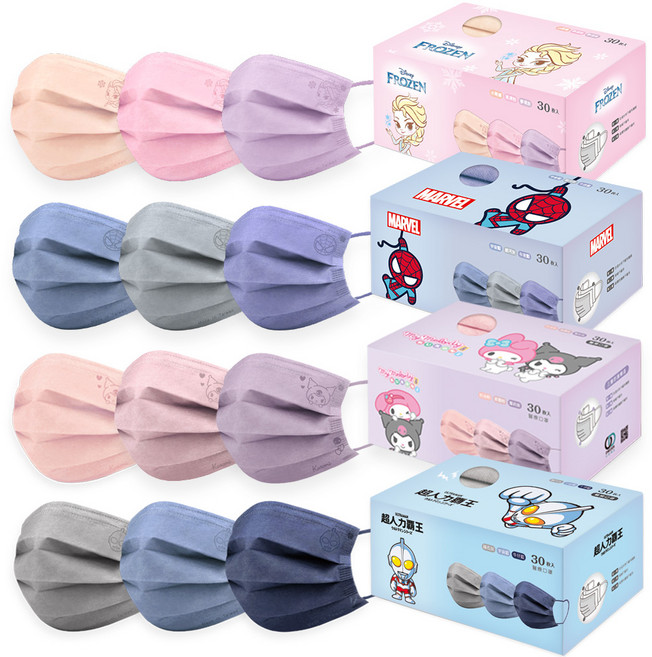 ONEDER 旺達 三麗鷗兒童平面口罩 蜘蛛人, 1個, 蜘蛛人(兒童), 30片