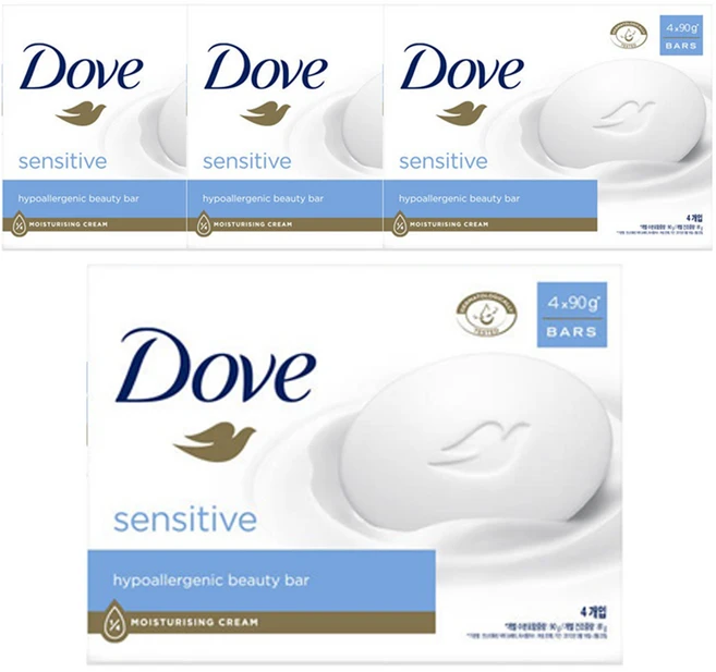 도브 센스티브바 100g 비누 뷰티바 (독일산), 90g, 4개입 - 쿠팡