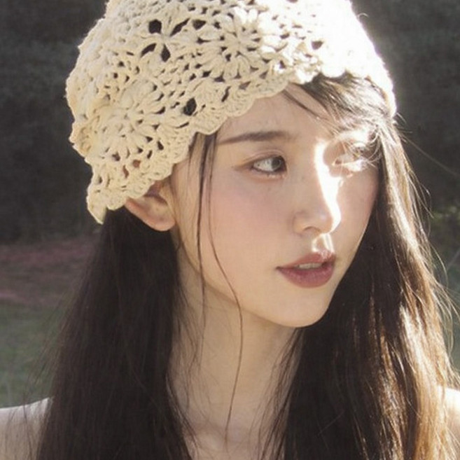 얇은 니트모자 뜨개 여성 여름 버킷햇 벙거지 휴양지 캐주얼 여행 그물 비니