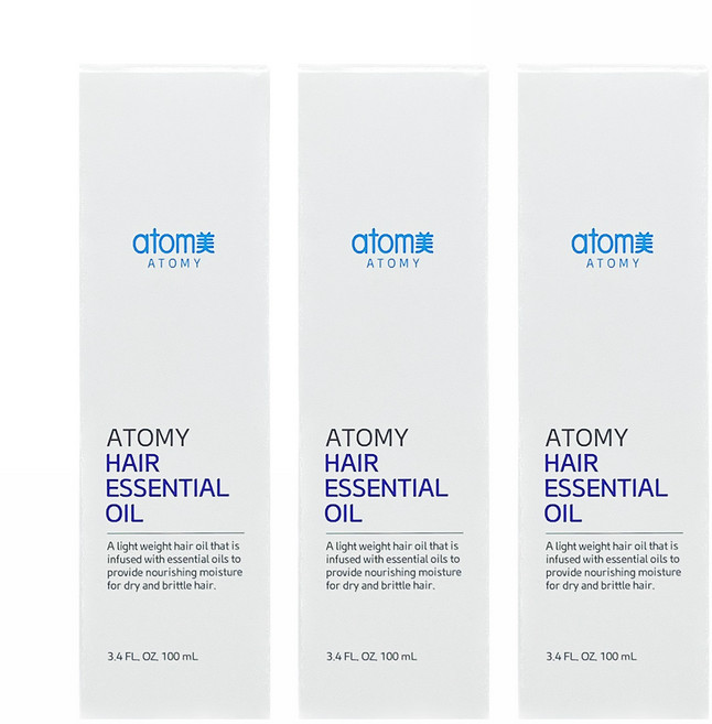 애터미 헤어 에센셜 오일 100mlX3개 + 휴대용 미니포켓물티슈 증정, 3개, 100ml