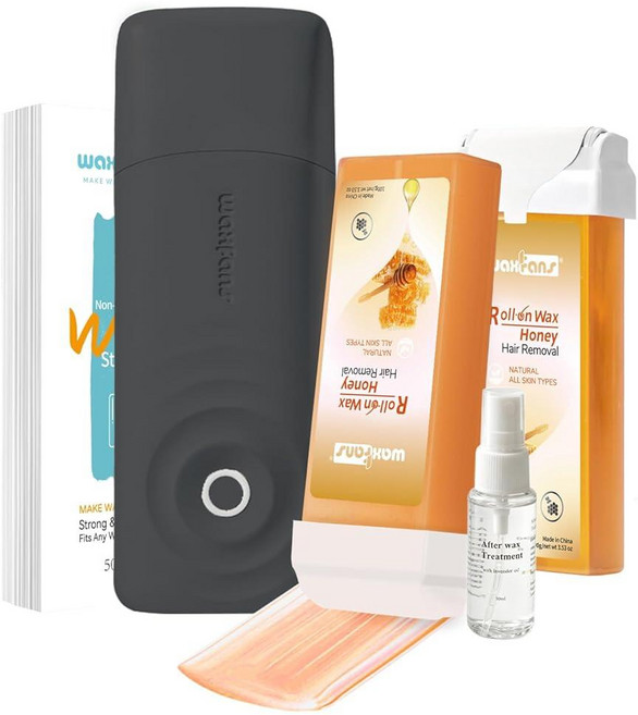 Roll On Waxing Kit for Hair Removal - At-Home Body & Face Wax 여성용 Men with 2 Cartridges 50 Strips, Roll On Waxing Kit for Hair Re