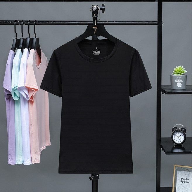 夏季涼感速乾透氣彈力運動瑜伽健身短袖排汗衫