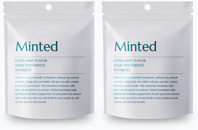 민티드 마일드 민트 고체치약 리필형 90p, 63g, 2개