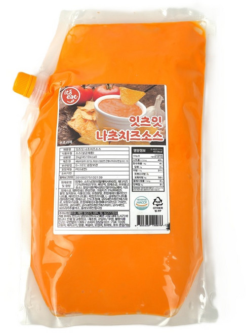 제일유업 잇츠잇 나초치즈소스 2kg 1개 감자튀김 햄버거 피자 치킨 딥핑, 5개