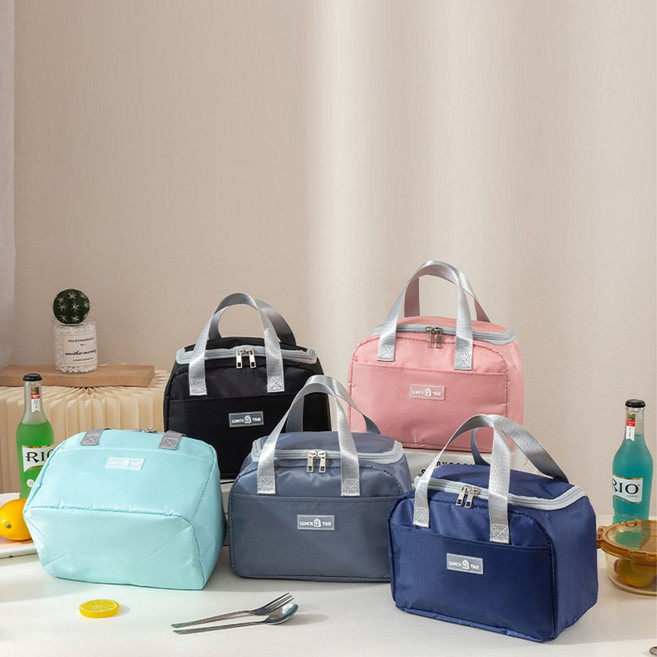 리얼피키 골프 캠핑 직장 도시락 소형 보온보냉백, 핑크+네이비, 1개