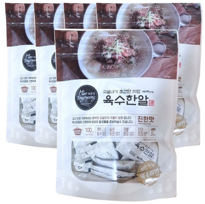 국물내기 초간단 육수한알 진한맛 100g /끓는물3분 요리초보 캠핑 낚시 휴대용 100g x 5개